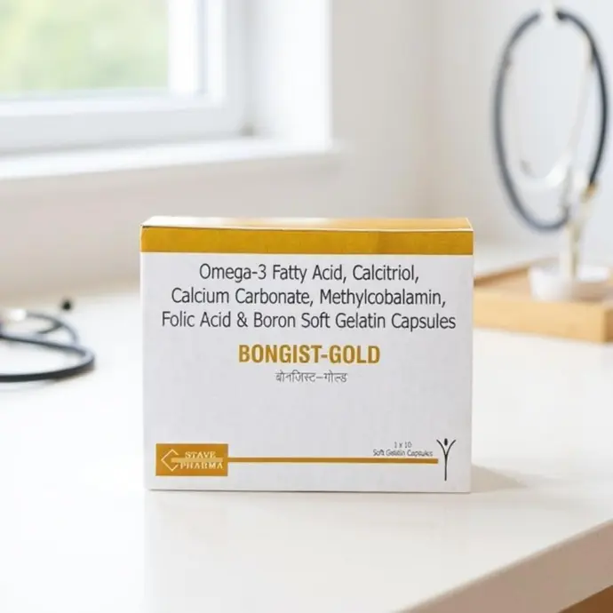 Bongist -Gold (Omega-3 Fatty Acid, Calcitriol,Calcium Carbonate, Methycobalamin, Folic Acid & Boron Soft Gelatin Capsule)